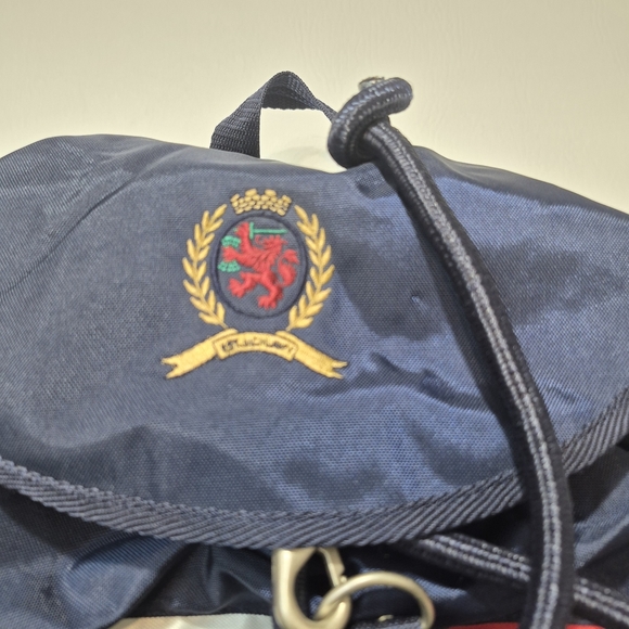 Tommy Hilfiger Backpack Vintage 90s Spellout Logo Blue Red White Drawstring main image 8